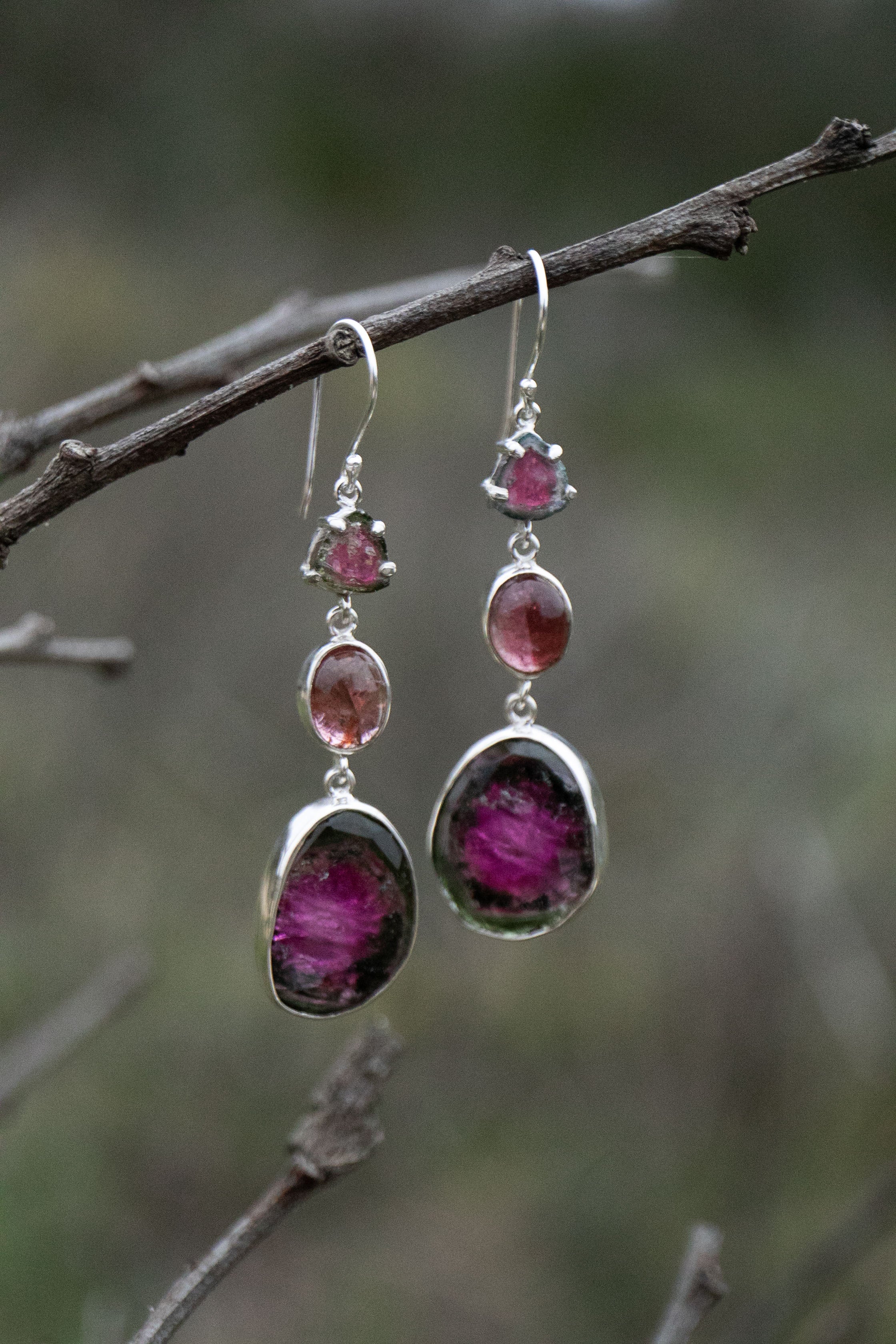 Silver hot sale tourmaline earrings