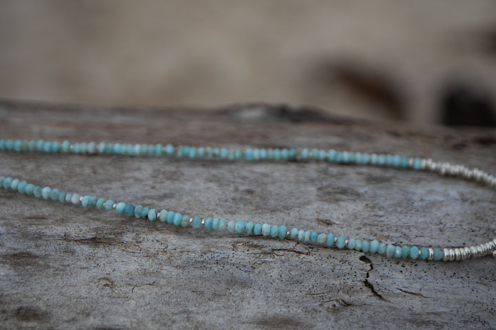Beaded Larimar Necklace and Pendant Combination