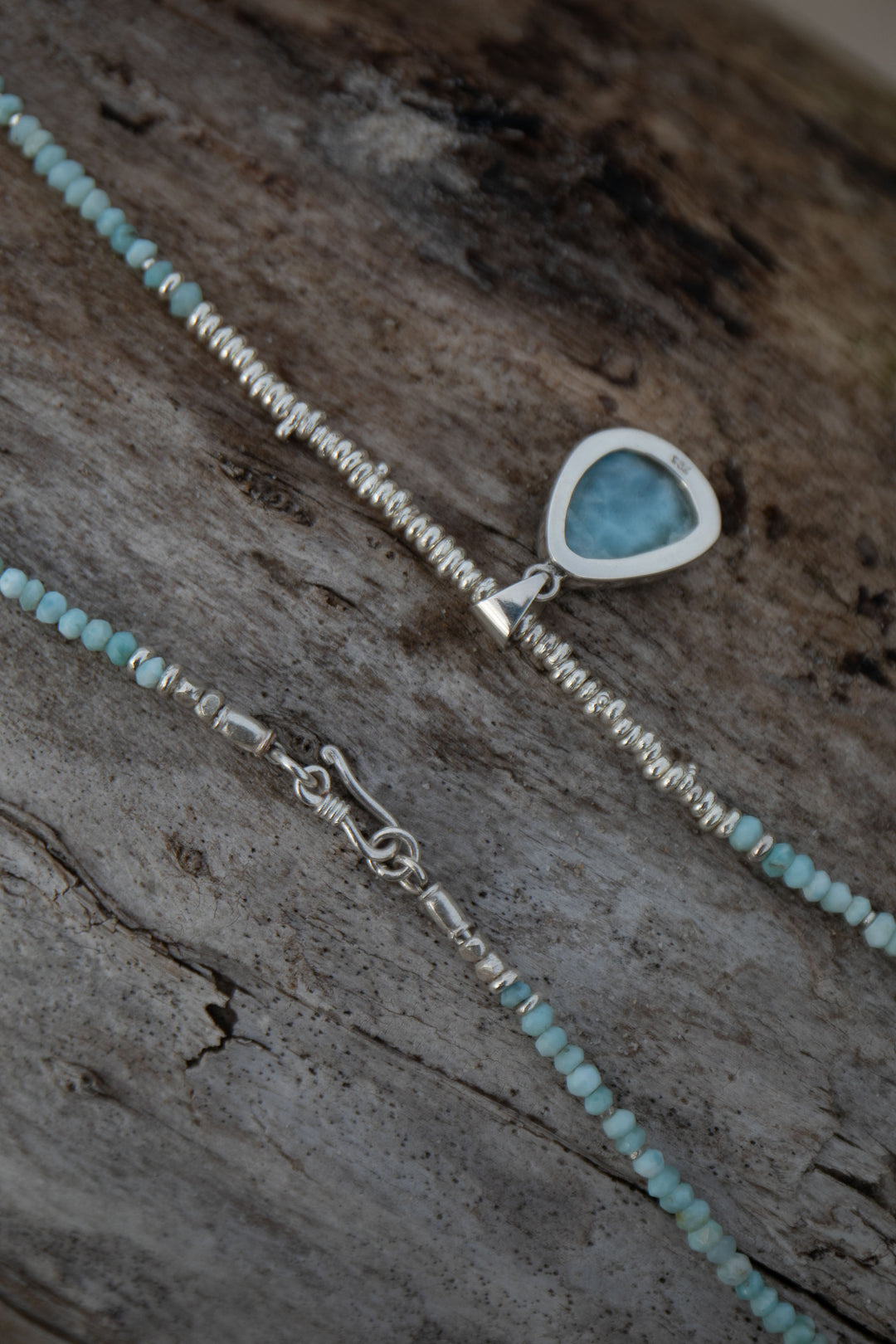 Beaded Larimar Necklace and Pendant Combination