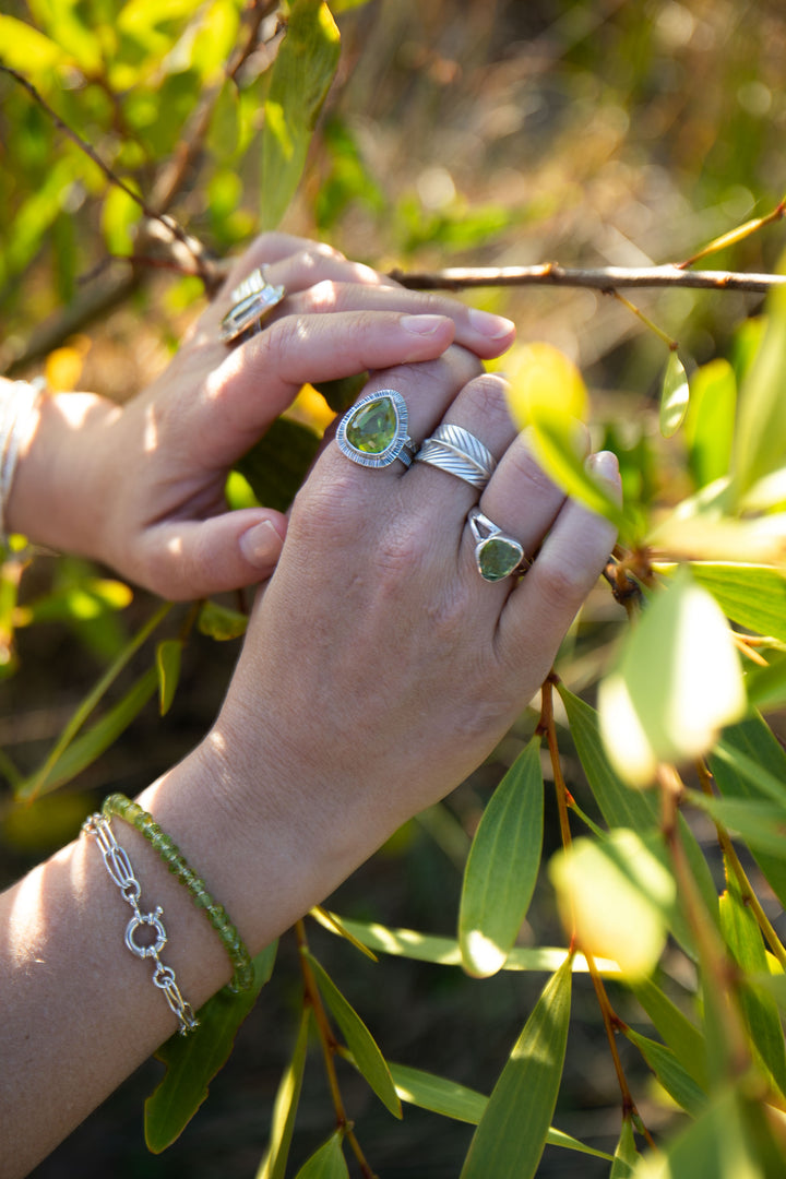 Faceted Peridot Bracelet with Thai Hill Tribe Silver