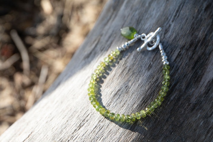 Faceted Peridot Bracelet with Thai Hill Tribe Silver