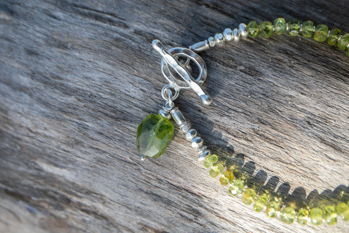 Faceted Peridot Bracelet with Thai Hill Tribe Silver