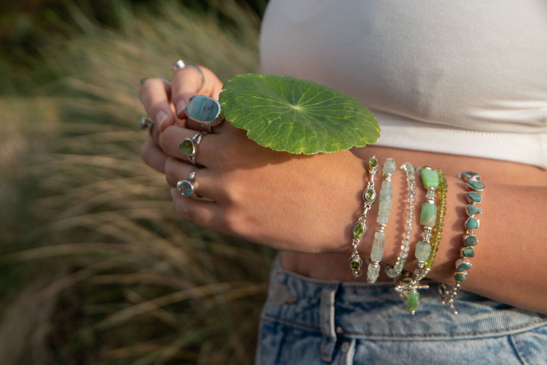 Faceted Peridot Bracelet with Thai Hill Tribe Silver
