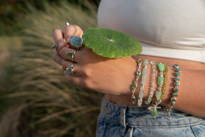 Faceted Peridot Bracelet with Thai Hill Tribe Silver