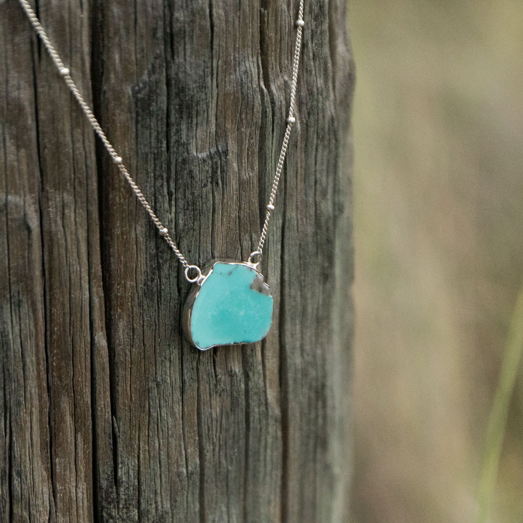 Arizona Turquoise Pendant on Delicate Sterling Silver Chain – Juno