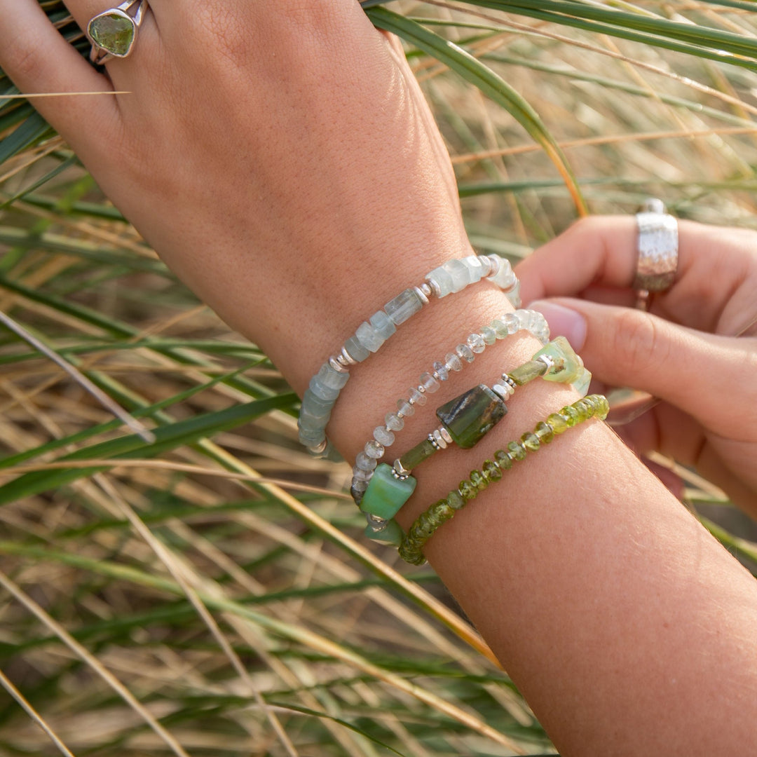 Faceted Peridot Bracelet with Thai Hill Tribe Silver