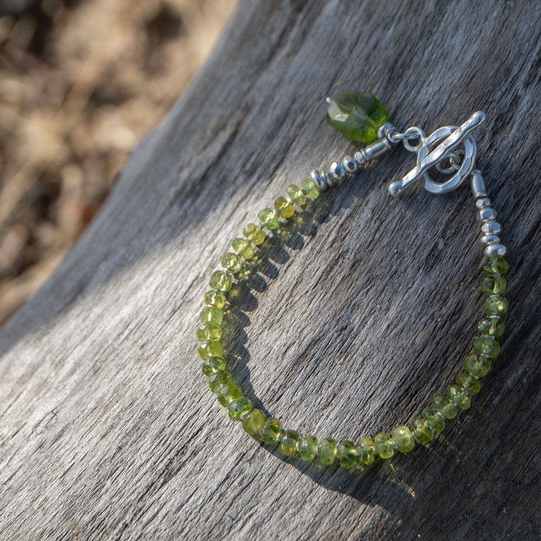 Faceted Peridot Bracelet with Thai Hill Tribe Silver