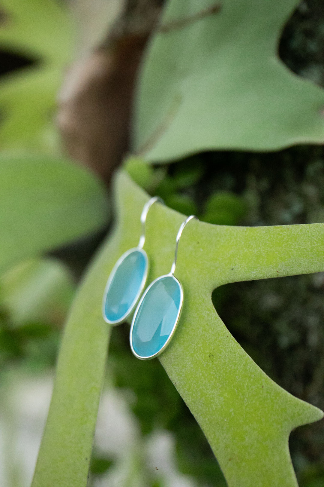 Faceted Blue Chalcedony Earrings in Sterling Silver