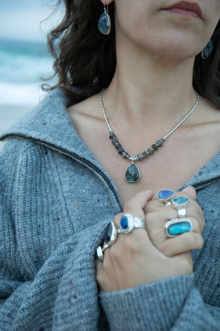 Faceted Labradorite and Thai Silver Necklace