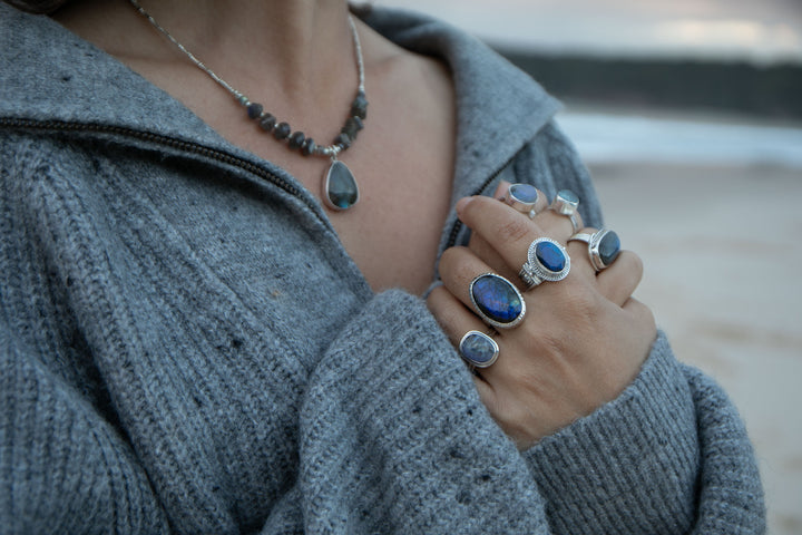 Faceted Labradorite and Thai Silver Necklace