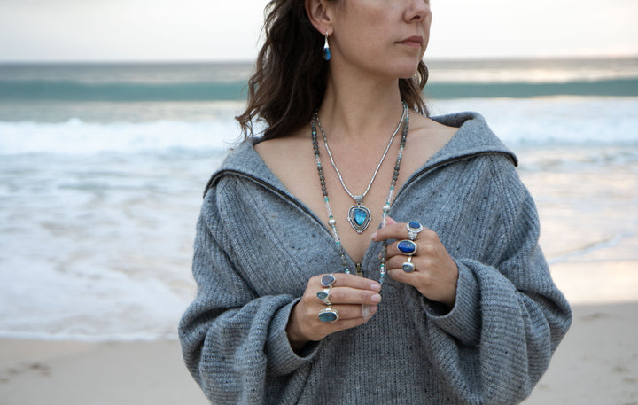 Statement Labradorite Pendant set in Unique Tribal Sterling Silver