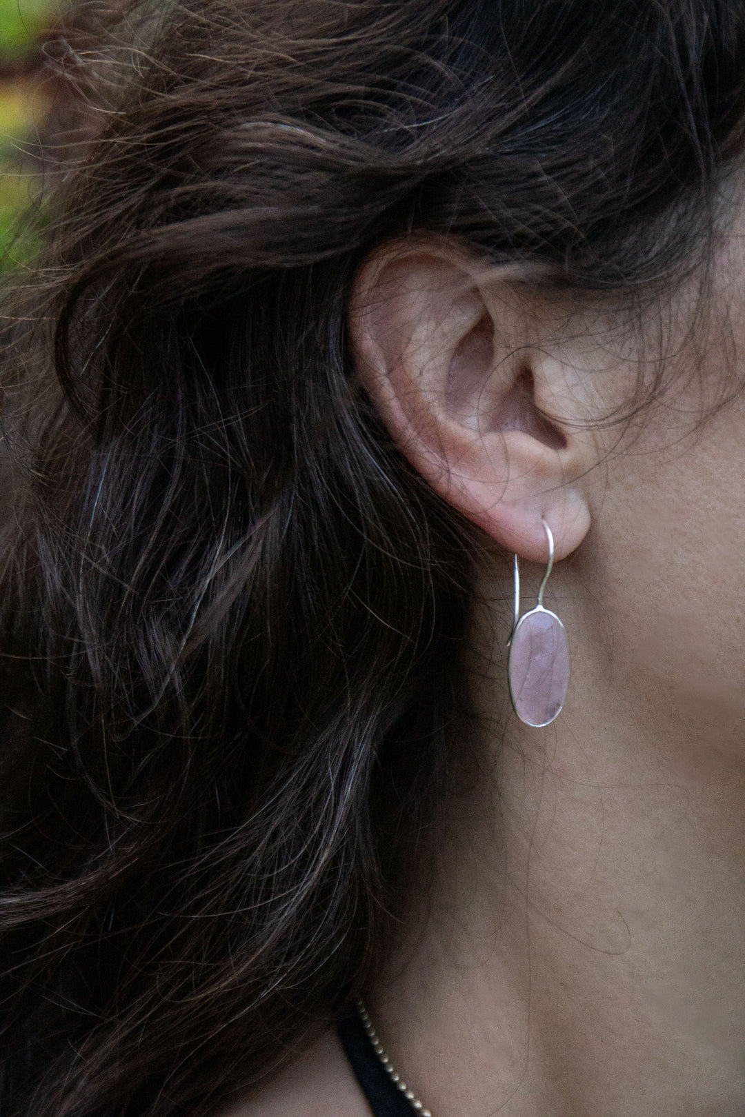 Faceted Rose Quartz Earrings in Edge Set Sterling Silver