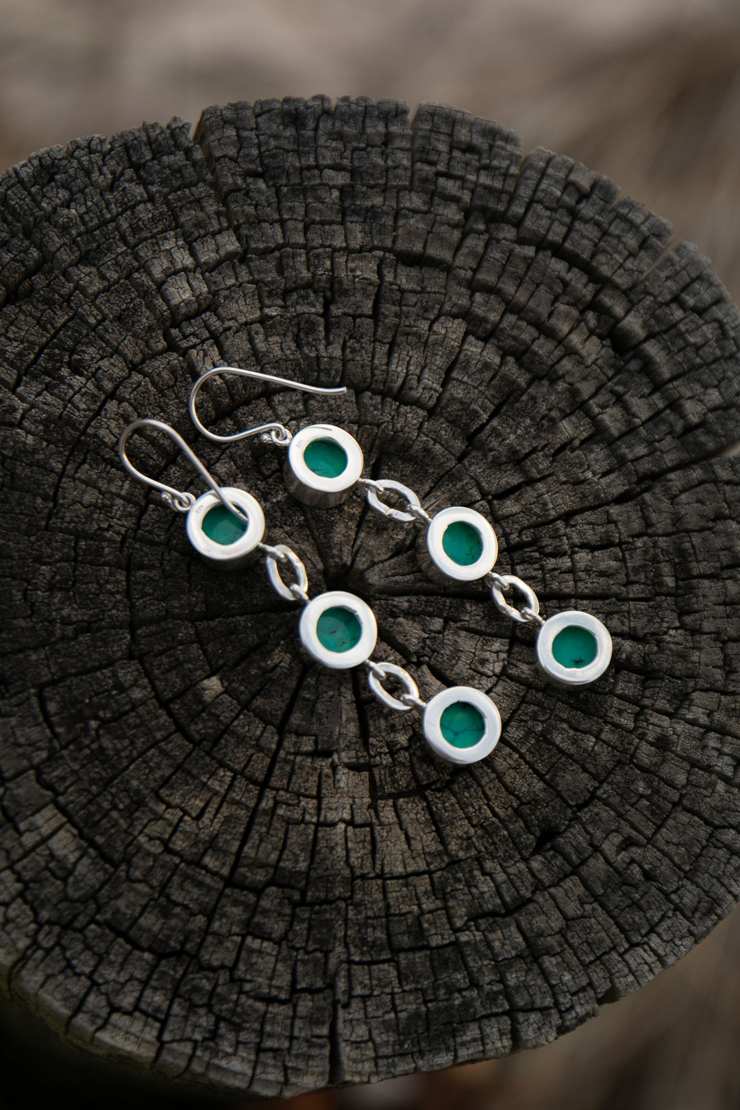 Triple Drop Turquoise Earrings set in Sterling Silver