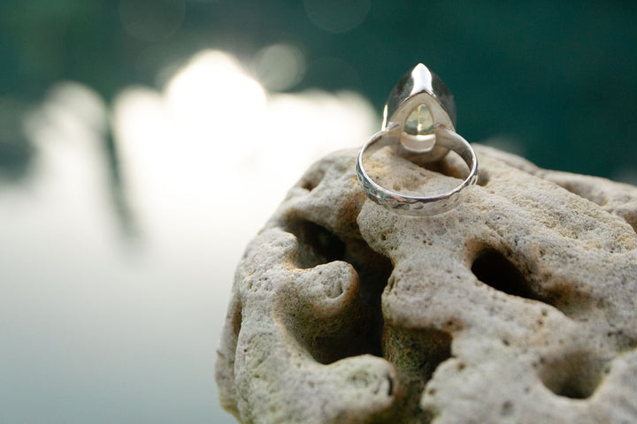 Faceted Natural Citrine Ring set in Sterling Silver - Size 7.5 US