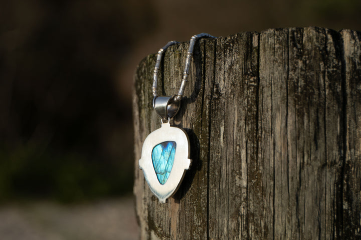 Statement Labradorite Pendant set in Unique Tribal Sterling Silver