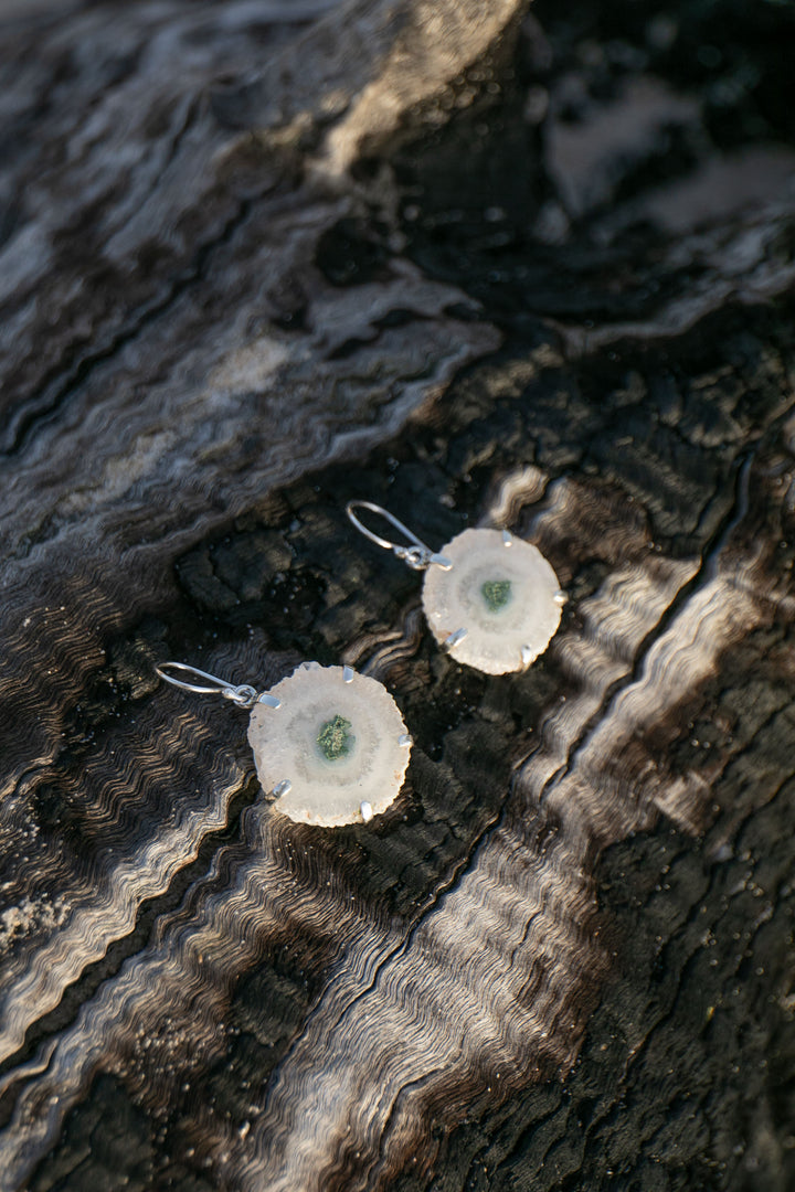 Solar Quartz Earrings in Claw Sterling Silver