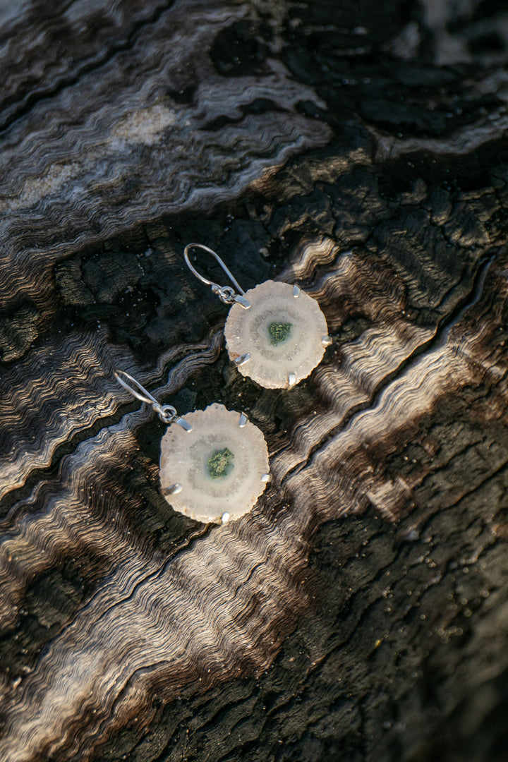 Solar Quartz Earrings in Claw Sterling Silver