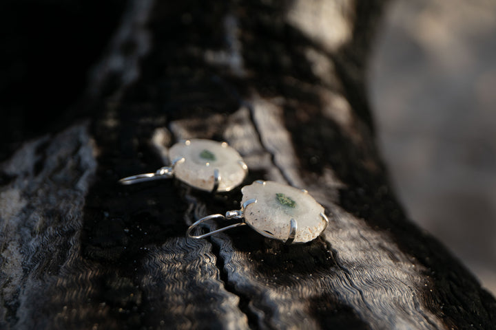 Solar Quartz Earrings in Claw Sterling Silver