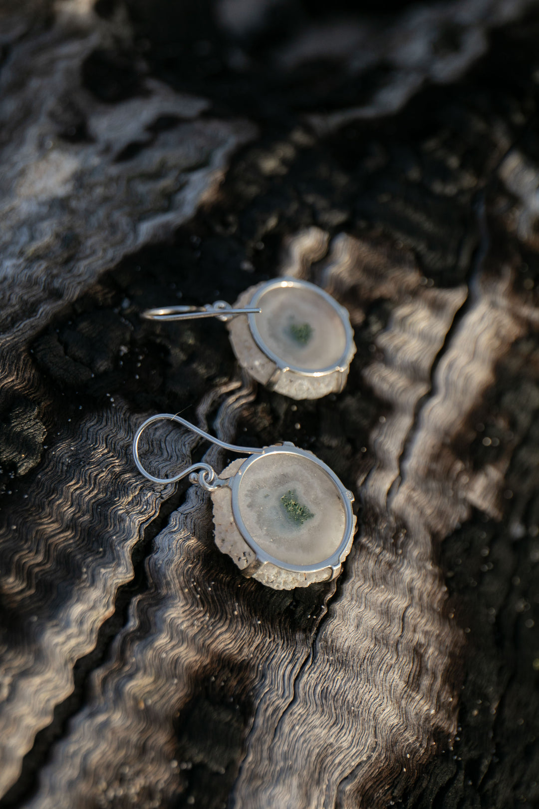 Solar Quartz Earrings in Claw Sterling Silver