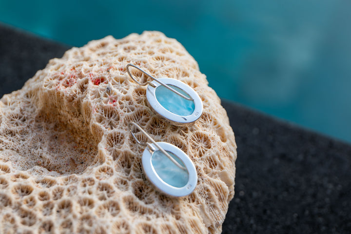 Gorgeous Statement Larimar Earrings set in 92.5% Sterling Silver