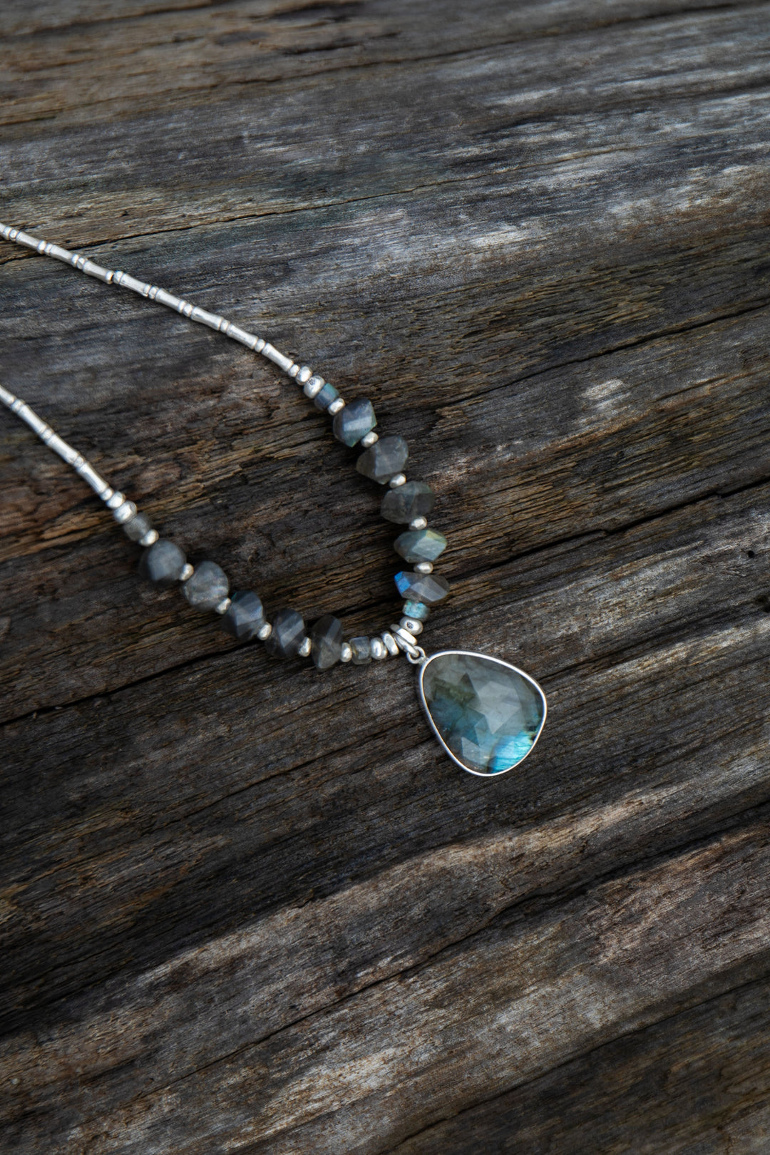 Faceted Labradorite and Thai Silver Necklace