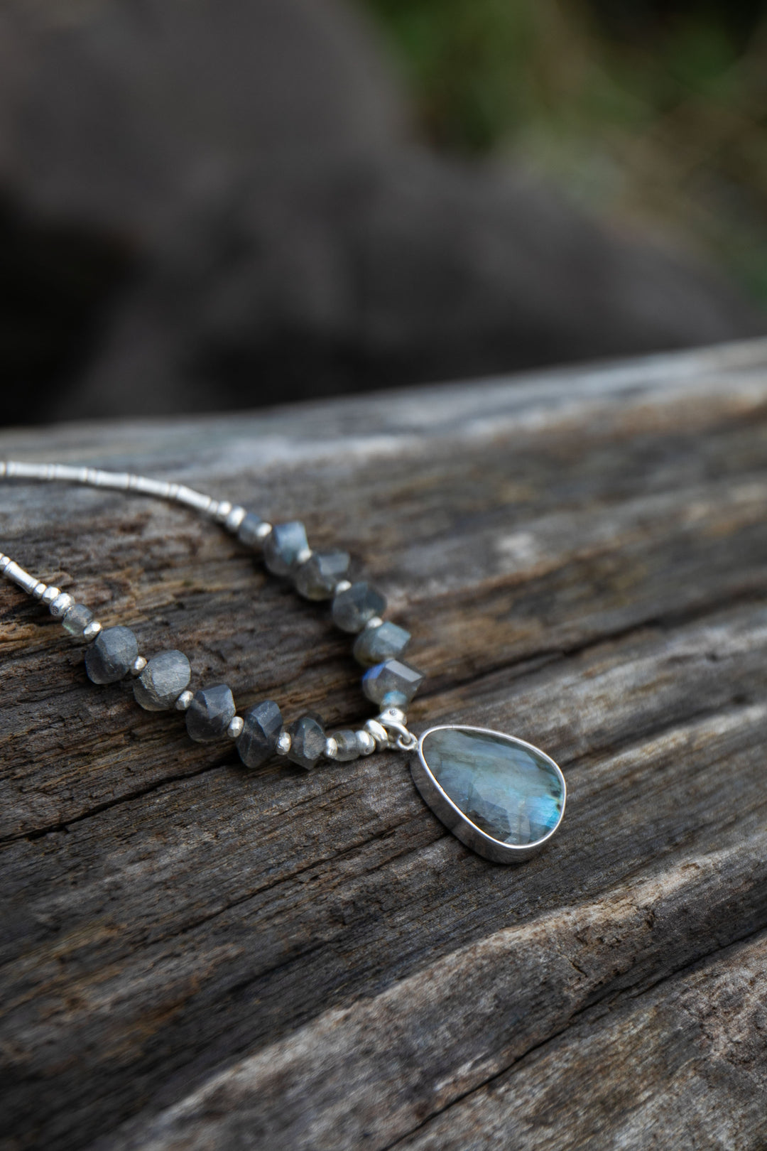 Faceted Labradorite and Thai Silver Necklace