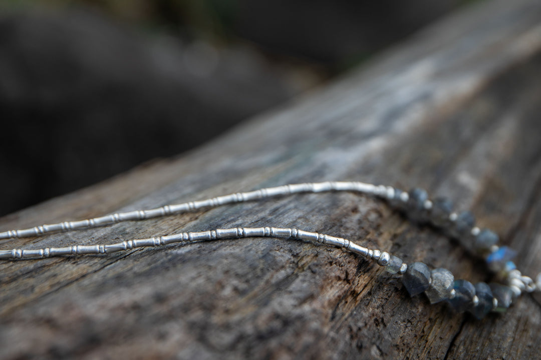 Faceted Labradorite and Thai Silver Necklace