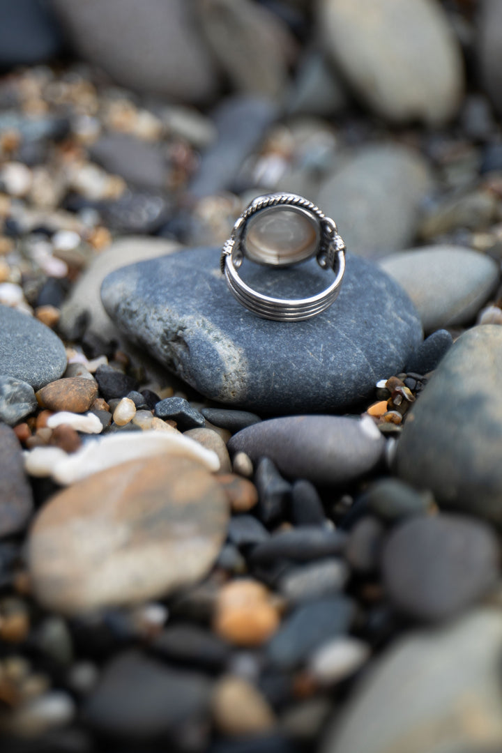 Freshwater Pearl Ring in Decorative Sterling Silver - Size 7 US