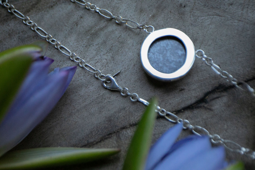 Silver Sheen Obsidian Pendant on Silver Link Chain