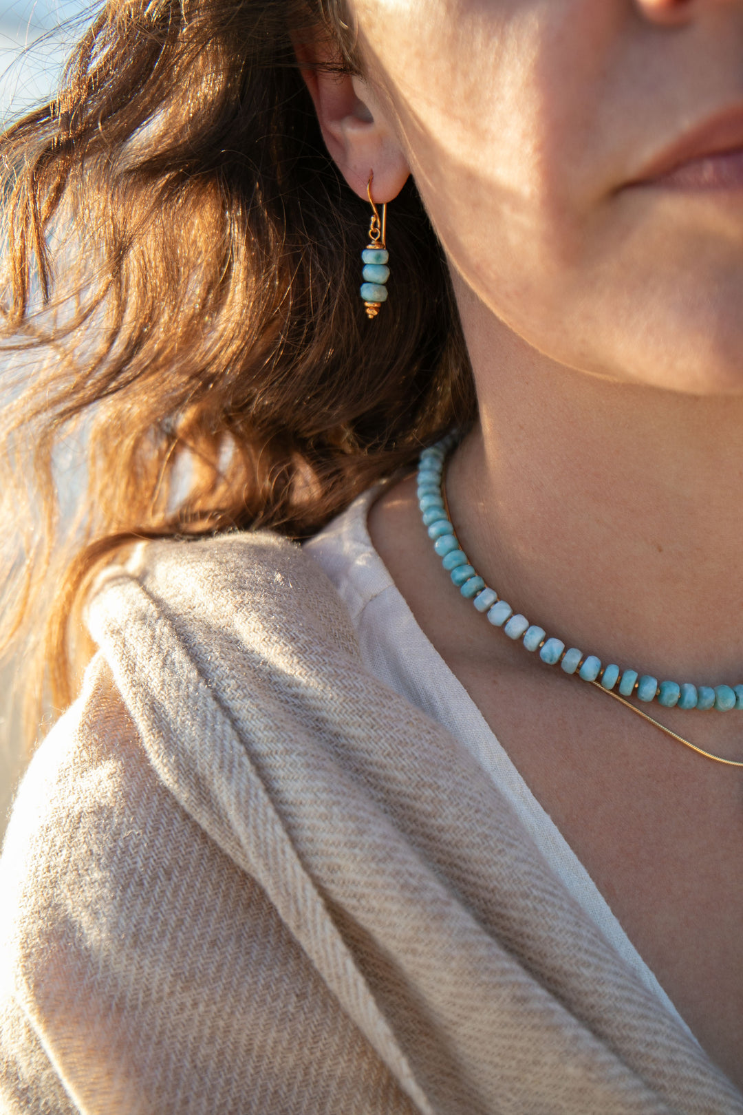 Larimar Earrings with Gold Vermeil