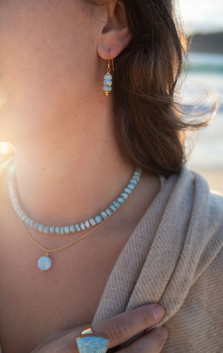 Larimar Earrings with Gold Vermeil