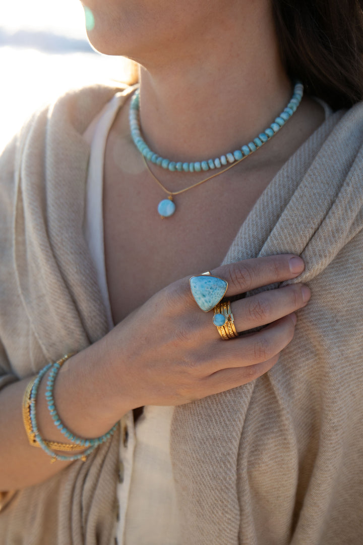 Beaded Larimar and Gold Vermeil Necklace