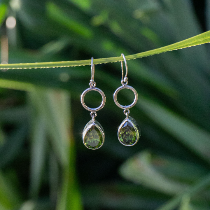 Peridot Teardrop Earrings in Sterling Silver