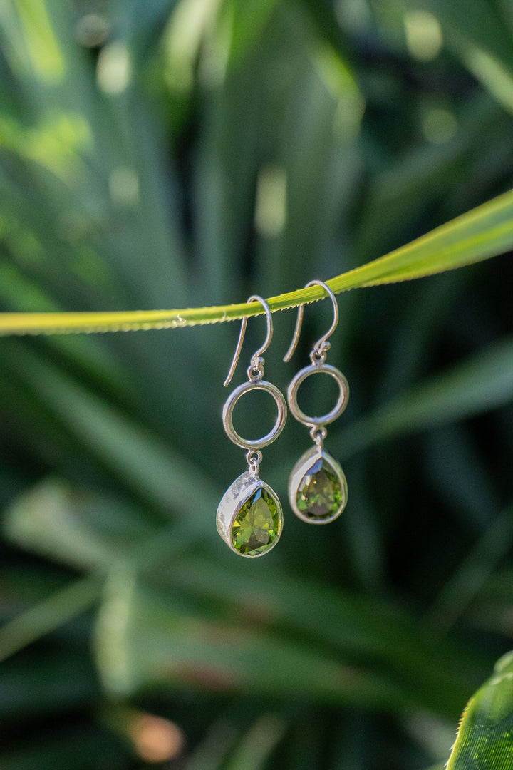 Peridot Teardrop Earrings in Sterling Silver