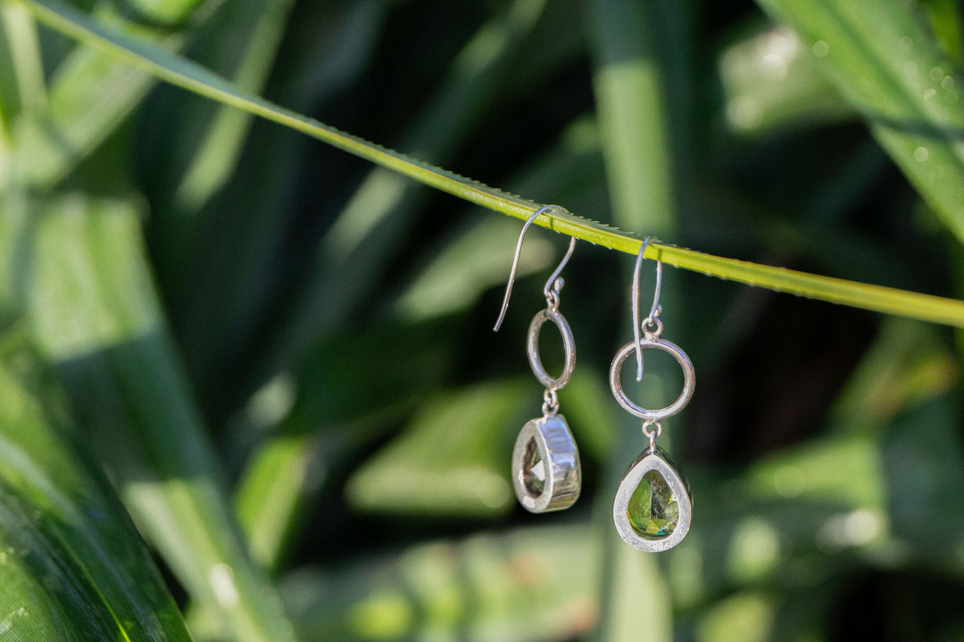 Peridot Teardrop Earrings in Sterling Silver