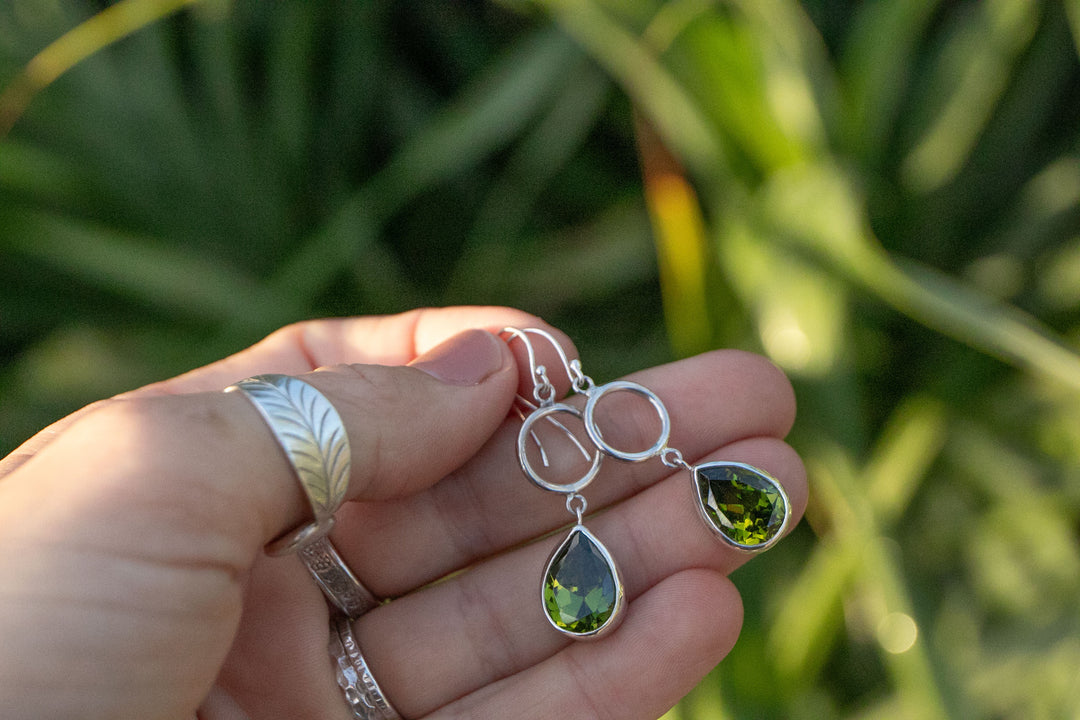 Peridot Teardrop Earrings in Sterling Silver