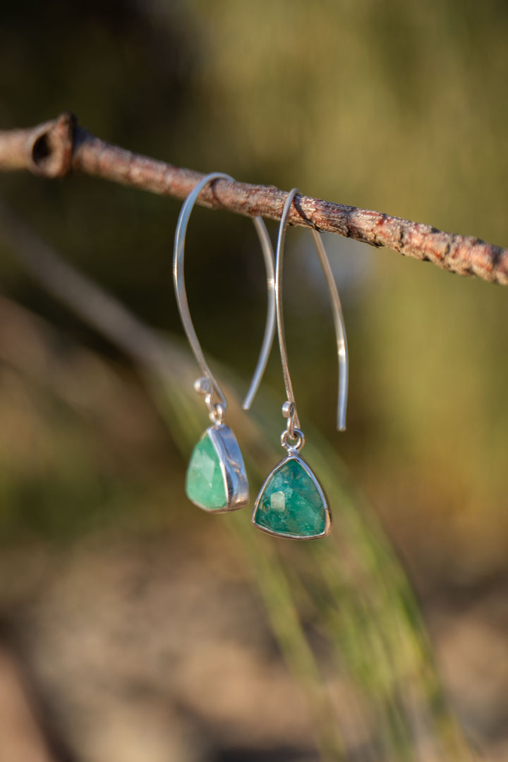 Emerald and Thai Hill Tribe Silver Earrings