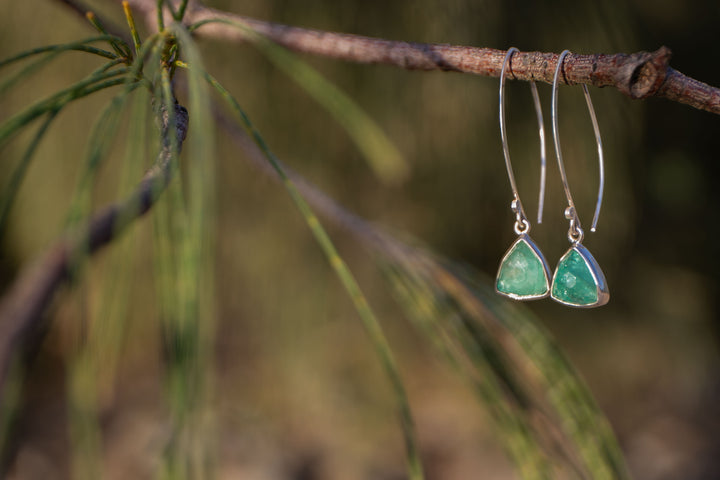 Emerald and Thai Hill Tribe Silver Earrings