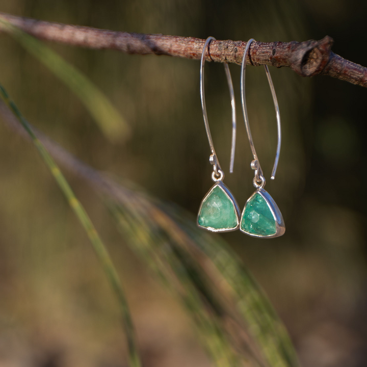 Emerald and Thai Hill Tribe Silver Earrings