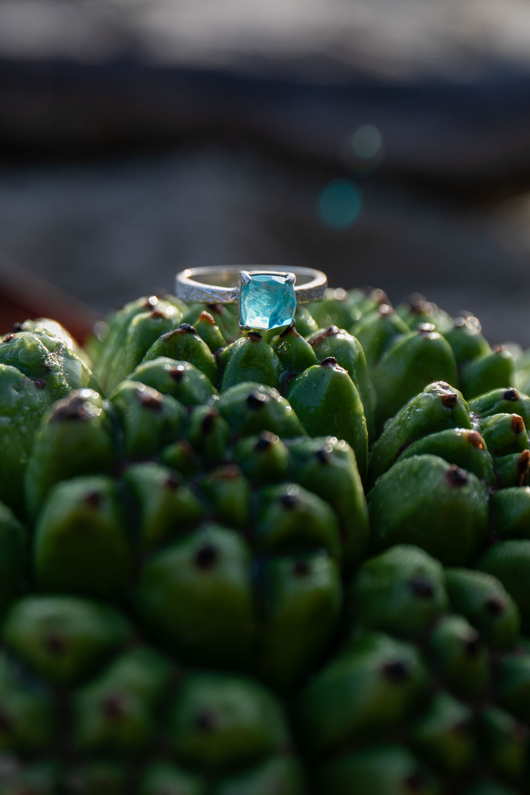 Delicate Apatite Ring in Claw Sterling Silver Setting - Size 8.5 US