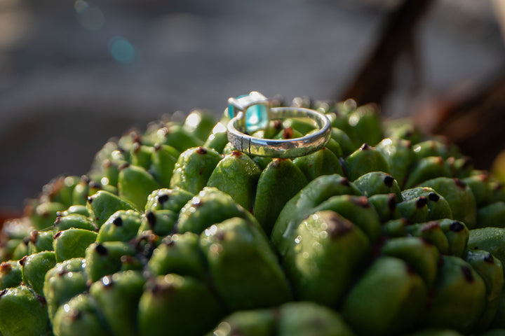 Delicate Apatite Ring in Claw Sterling Silver Setting - Size 8.5 US