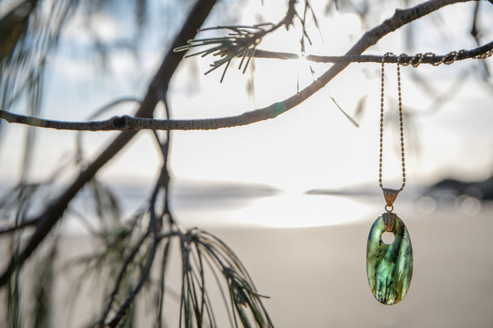 Peruvian Opal Pendant in Beaten Gold Plated Setting