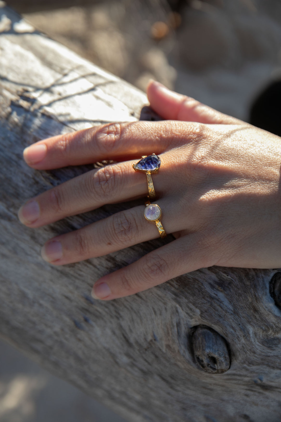 Faceted Iolite Ring in Gold Plated Sterling Silver - Size 9 US