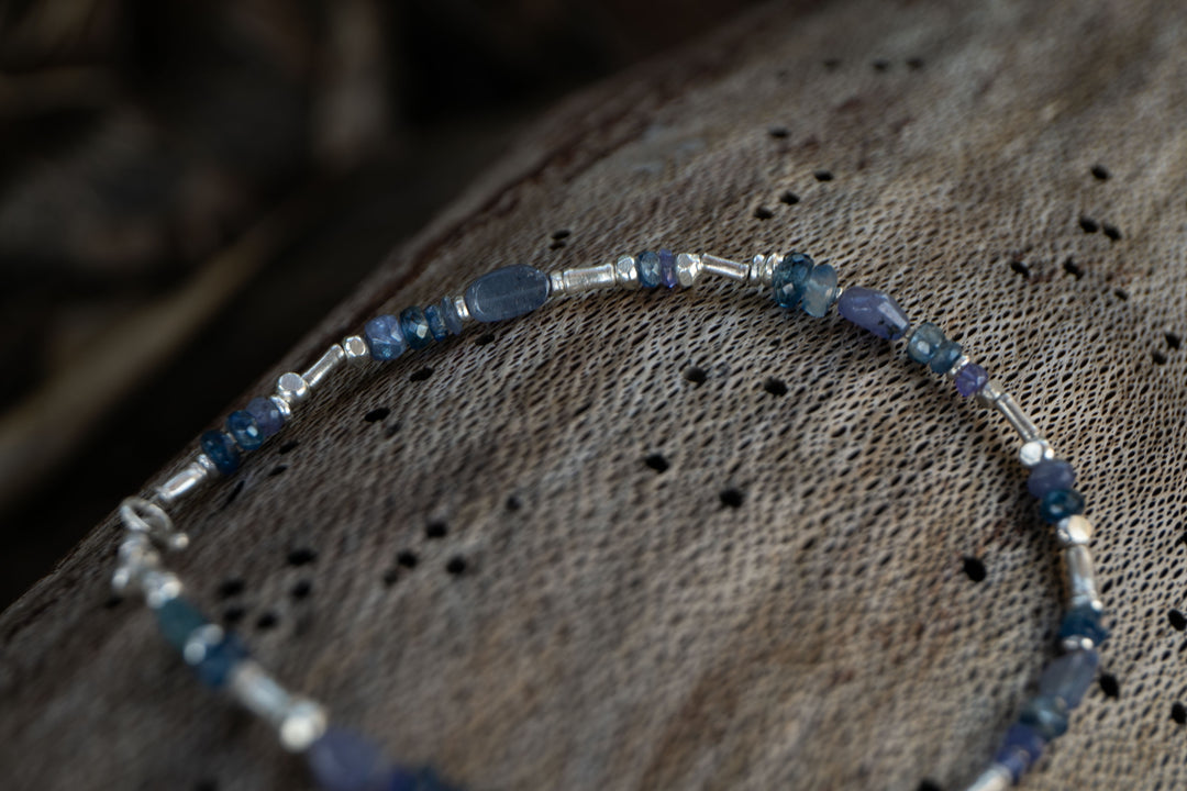 Tanzanite, Iolite and Thai Hill Tribe Silver Anklet