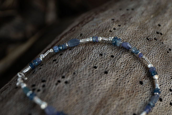 Tanzanite, Iolite and Thai Hill Tribe Silver Anklet