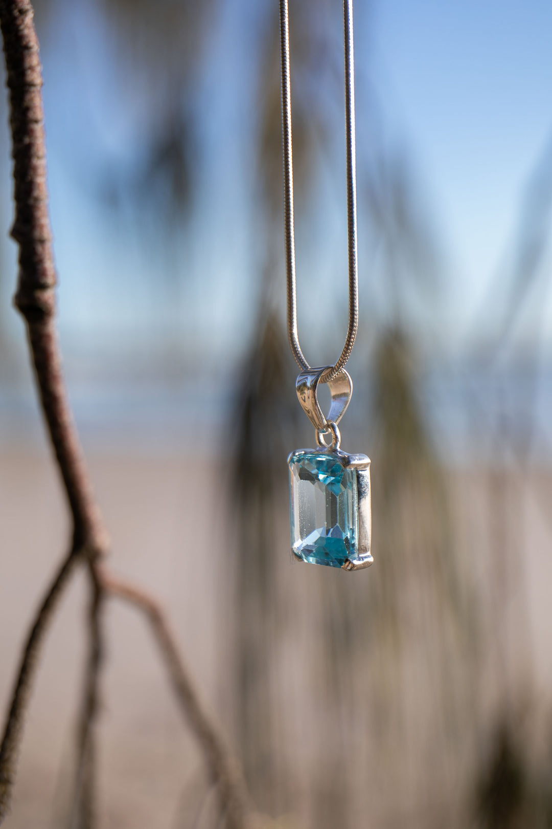 Blue Topaz Pendant in Sterling Ailver