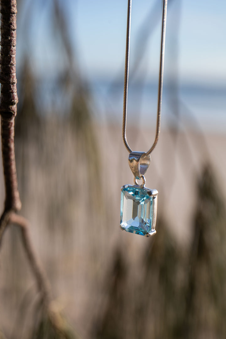 Blue Topaz Pendant in Sterling Ailver