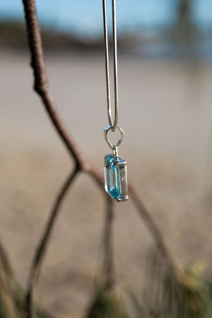 Blue Topaz Pendant in Sterling Ailver