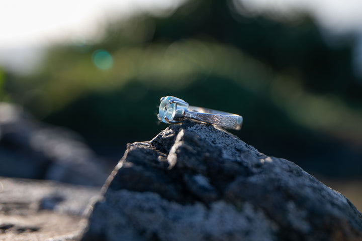 Blue Topaz Ring in Claw Sterling Silver - Size 8 US