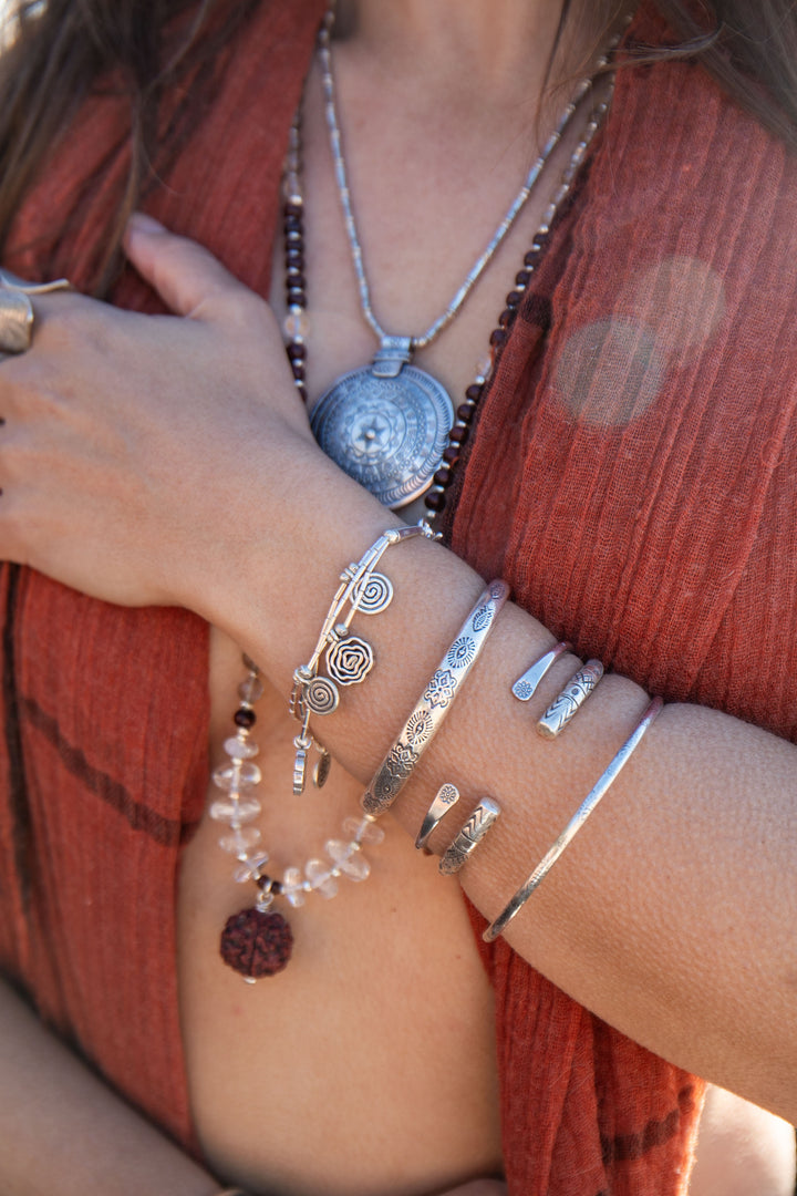 Gorgeous Thai Hill Tribe Silver Printed Bangle